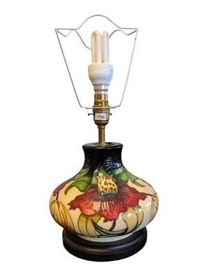 Lot 7 - MOORCROFT - CONTEMPORARY ANNA LILY PATTERNED POTTERY TABLE LAMP