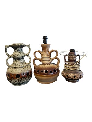 Lot 614 - THREE LATE 20TH CENTURY RETRO WEST GERMAN CERAMIC LAMP BASES