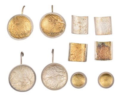 Lot 681 - ANNE MORGAN - COLLECTION OF SILVER & SILVER GILT EARRINGS IN THE MOON DESIGN