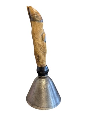 Lot 318 - EARLY 20TH CENTURY TAXIDERMY DEER HOOF HANDLED BELL