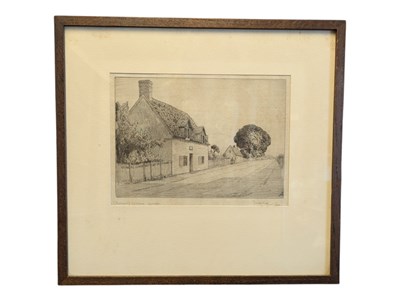 Lot 366 - FRANK MOLE (1892-1976) - 1928 ETCHING 'BUNYAN'S COTTAGE - ELSTOW'