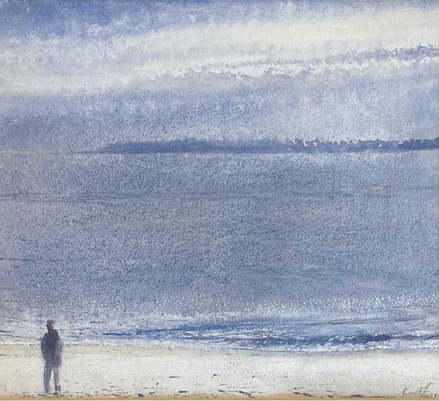 Lot 3 - KURT JACKSON (B. 1961) - TOWARDS FRESCO, DUSK, MARCH 1992 - WATERCOLOUR ON PAPER