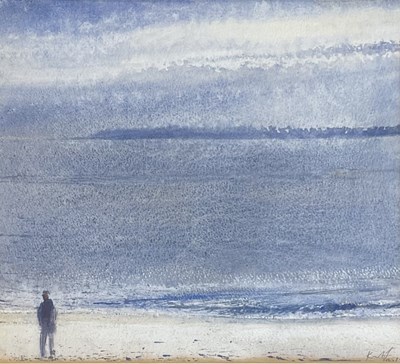 Lot 3 - KURT JACKSON (B. 1961) - TOWARDS FRESCO, DUSK, MARCH 1992 - WATERCOLOUR ON PAPER