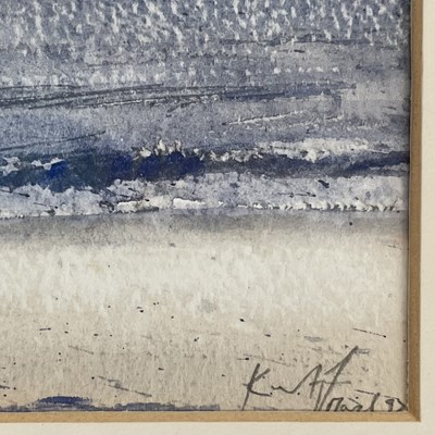 Lot 3 - KURT JACKSON (B. 1961) - TOWARDS FRESCO, DUSK, MARCH 1992 - WATERCOLOUR ON PAPER