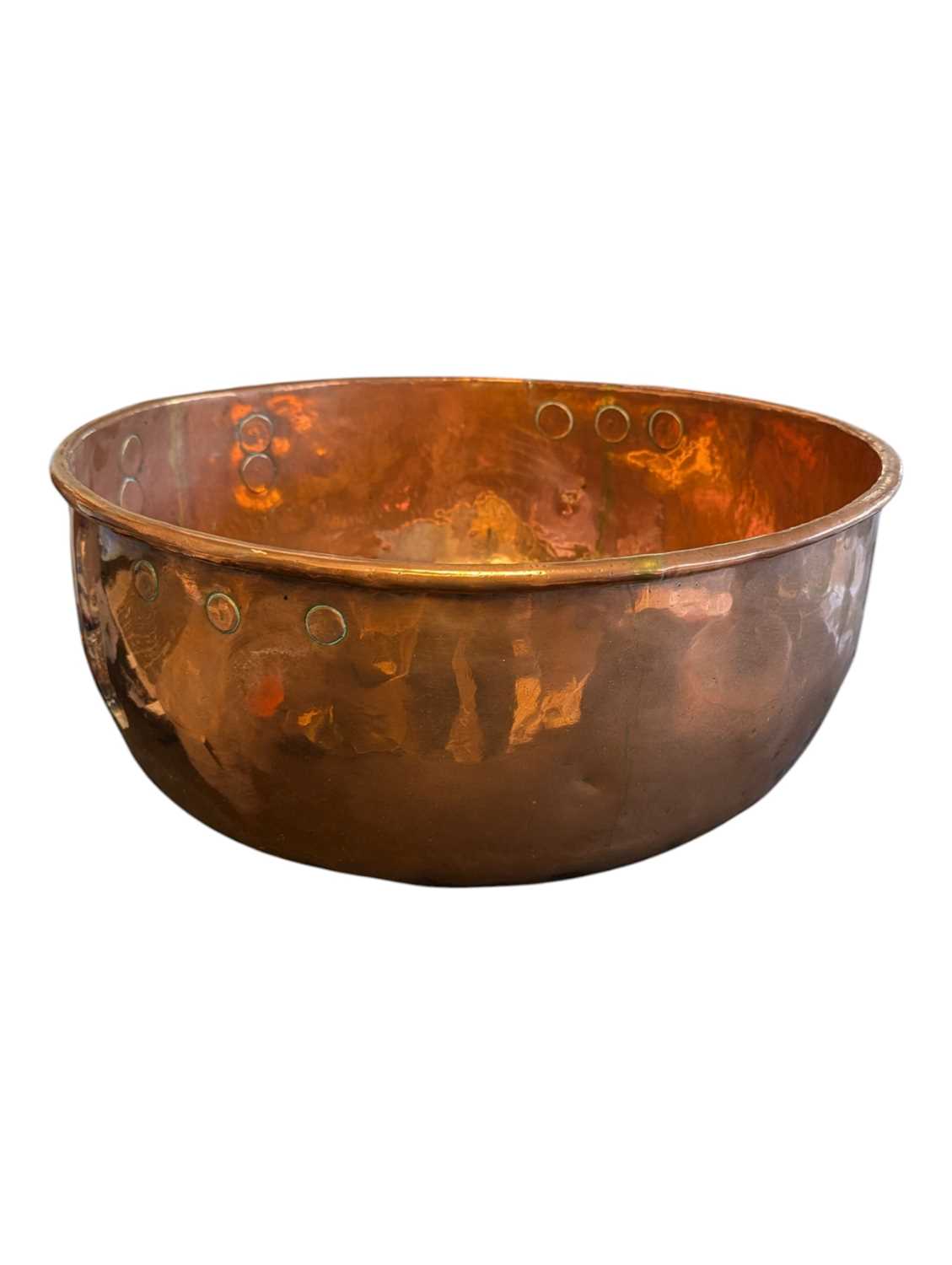Lot 336 - VICTORIAN 19TH CENTURY COUNTRY HOUSE SIZE COPPER MIXING BOWL