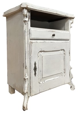 Lot 562 - FRENCH EARLY 20TH CENTURY WHITE PAINTED & MARBLE TOP CUPBOARD