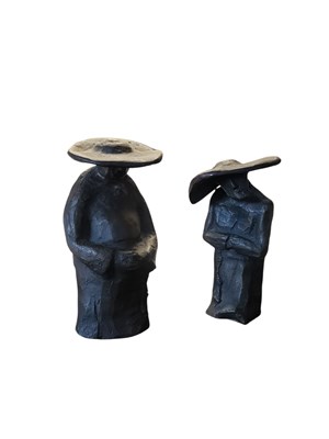 Lot 363 - PAIR OF VINTAGE BRONZE MODERNIST STATUES