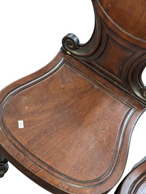 Lot 682 - PAIR OF 19TH CENTURY VICTORIAN MAHOGANY SHIELD BACK HALL CHAIRS