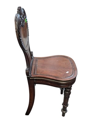 Lot 682 - PAIR OF 19TH CENTURY VICTORIAN MAHOGANY SHIELD BACK HALL CHAIRS