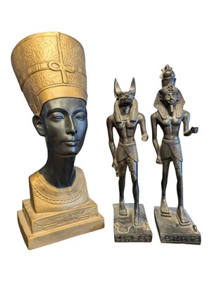 Lot 353 - COLLECTION OF CONTEMPORARY EGYPTIAN RESIN BUSTS & FIGURES
