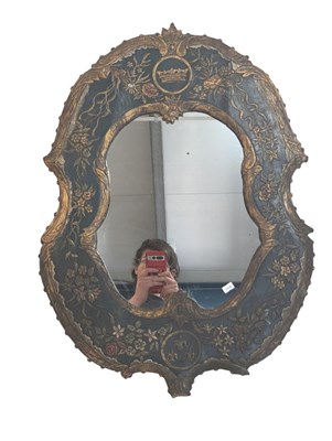 Lot 663 - EARLY 20TH CENTURY LACQUERED GEORGIAN STYLE WALL MIRROR