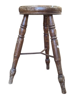Lot 707 - VICTORIAN 19TH CENTURY BEECH & ELM WOOD STOOL