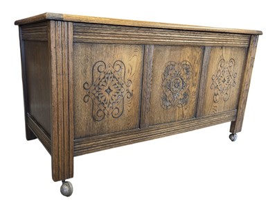 Lot 695 - JACOBEAN REVIVAL OAK COFFER CHEST