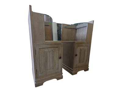 Lot 694 - PAIR OF POST WAR LIMED OAK BEDSIDE CABINETS