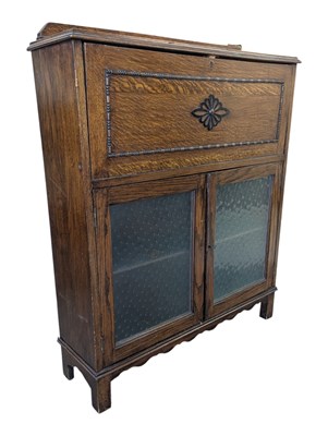 Lot 689 - 1920S OAK BUREAU BOOKCASE DISPLAY CABINET & SIDEBOARD
