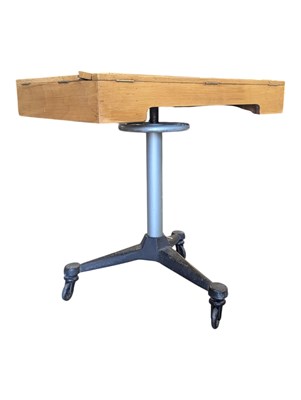 Lot 697 - 1960S /1970S OAK & METAL OPTOMETRISTS TABLE