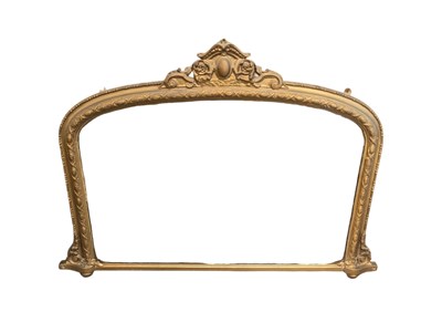 Lot 676 - 19TH CENTURY GILT WOOD & GESSO WORKED OVERMANTEL MIRROR