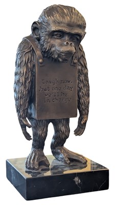 Lot 400 - AFTER BANKSY - CONTEMPORARY RESIN BRONZE MONKEY FIGURE
