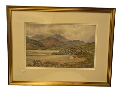 Lot 393 - CHARLES JAMES ADAMS - WATERCOLOUR PAINTING - CATTLE BY A LOCH