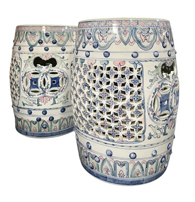 Lot 438 - PAIR OF 20TH CENTURY CHINESE CERAMIC GARDEN STOOLS