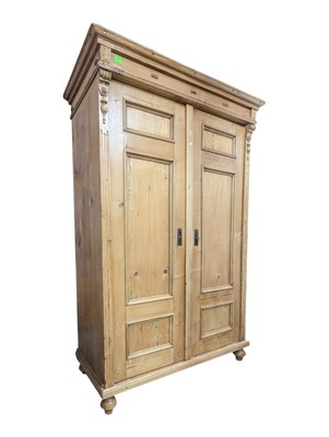 Lot 931 - EARLY 20TH CENTURY SCANDINAVIAN PINE DOUBLE WARDROBE