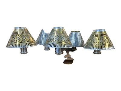 Lot 923 - COLLECTION OF VINTAGE CANDLE SHADE CARRIERS W/ PIERCED