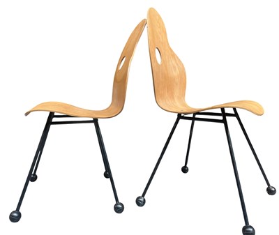 Lot 320 - TOMMY ROBERTSON & PAUL JONES - PRACTICAL STYLING - PAIR OF 80S PALETTE CHAIRS