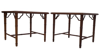 Lot 914 - PAIR OF VINTAGE 20TH CENTURY BAMBOO EFFECT SIDE / OCCASIONAL TABLES.