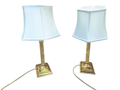 Lot 911 - PAIR OF 20TH CENTURY BRASS COLUMNAR LAMPS