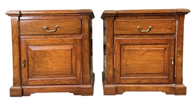 Lot 563 - PAIR OF GEORGE III REVIVAL WALNUT BEDSIDE CHESTS CABINETS