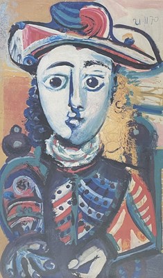 Lot 68 - AFTER PABLO PICASSO - JEUNE FILLE ASSISE - COLOUR PRINT ON PAPER