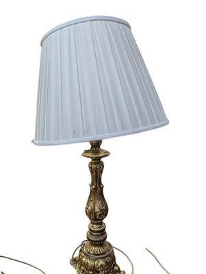 Lot 722 - 19TH CENTURY FRENCH BRASS PRICKET STICK ORNATE TABLE LAMP