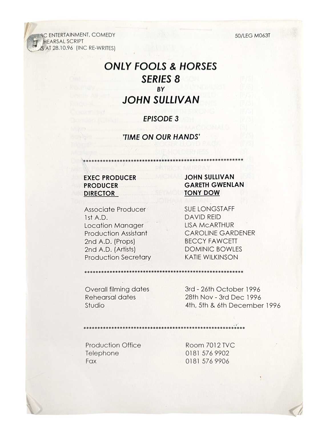 Lot 30 - ONLY FOOLS & HORSES - TIME ON OUR HANDS - ORIGINAL PRODUCTION SCRIPT