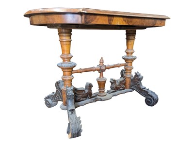 Lot 960 - VICTORIAN 19TH CENTURY WALNUT CARVED SOFA / OCCASIONAL TABLE