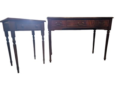 Lot 954 - TWO REPRODUCTION MAHOGANY CONSOLE / HALL TABES