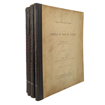 Lot 211 - NAVILLE, EDOUARD - THE TEMPLE OF DEIR EL BAHARI, EGYPT EXPLORATION FUND, 4 VOLS