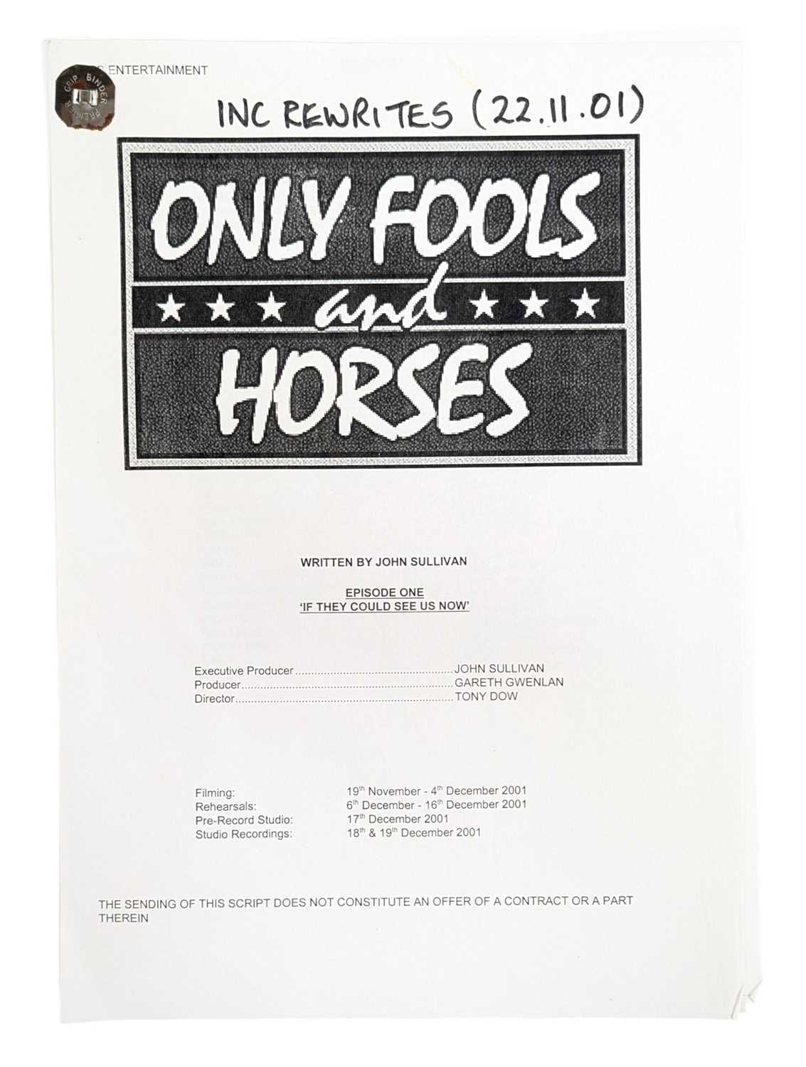 Lot 40 - ONLY FOOLS & HORSES - IF THEY COULD SEE US NOW - ORIGINAL SCRIPT