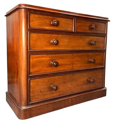 Lot 529 - LARGE VICTORIAN MAHOGANY TWO OVER THREE CHEST OF DRAWERS