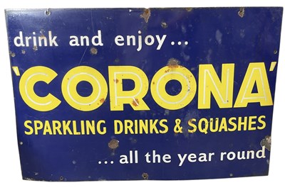 Lot 92 - CORONA SPARKLING DRINKS & SQUASHES - VINTAGE ENAMEL SIGN