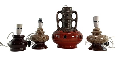 Lot 498 - SELECTION OF FOUR 20TH CENTURY POTTERY LAMPS
