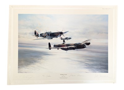 Lot 37 - WWII - MEMORIAL FLIGHT BY ROBERT TAYLOR - SIGNED PRINT