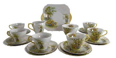 Lot 333 - SHELLEY - DAFFODIL TIME PATTERN - 1920S SIX-PERSON TEA SERVICE