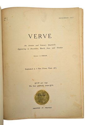 Lot 7 - VERVE: AN ARTISTIC AND LITERARY QUARTERLY - 5 ISSUES - 1937-9, VOL 1, NUMBERS 1, 2, 3, 4, & 5-6
