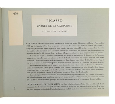 Lot 11 - PICASSO - 1959 CARNET DE LA CALIFORNIE, PARIS EDITION, LIMITED EDITION