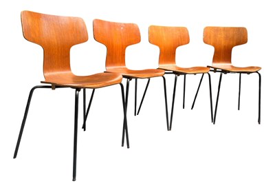 Lot 485 - JACOBSEN FOR HANSEN - MODEL 3103 'HAMMER' - SET OF FOUR STACKING CHAIRS
