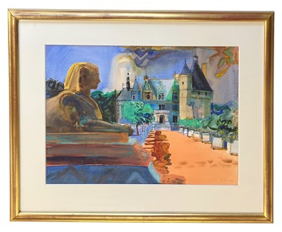 Lot 1 - BOB RUDD RI (B. 1944) - CHATEAU CHENONCEAU, FRANCE - WATERCOLOUR