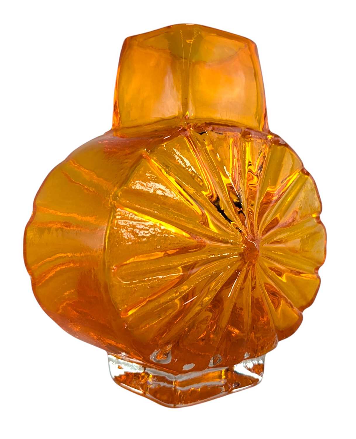 Lot 1 - GEOFFREY BAXTER X WHITEFRIARS - 9676 - MID CENTURY TANGERINE SUNBURST VASE