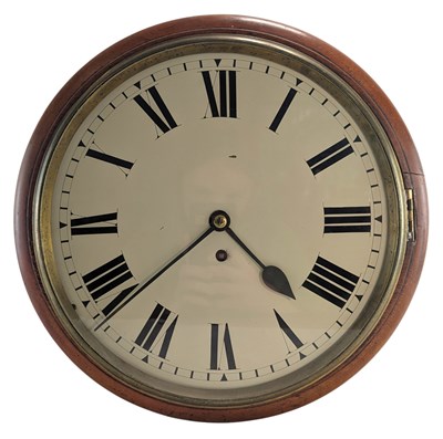 Lot 572 - 19TH CENTURY MAHOGANY CASED SCHOOL SINGLE FUSEE WALL CLOCK