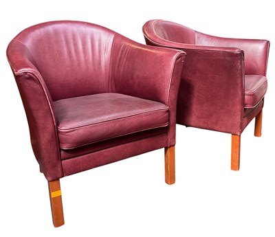 Lot 230 - MOGENS HANSEN - MODEL MH80 / MH - PAIR OF LEATHER ARMCHAIRS