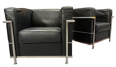 Lot 74 - AFTER LE CORBUSIER - LC2 MODEL - PAIR OF ARMCHAIRS